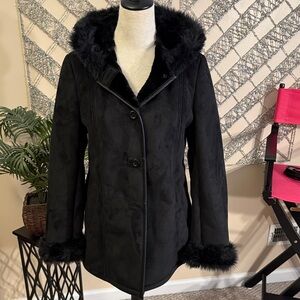 Chic Black Faux Fur Women's Teddy Jacket